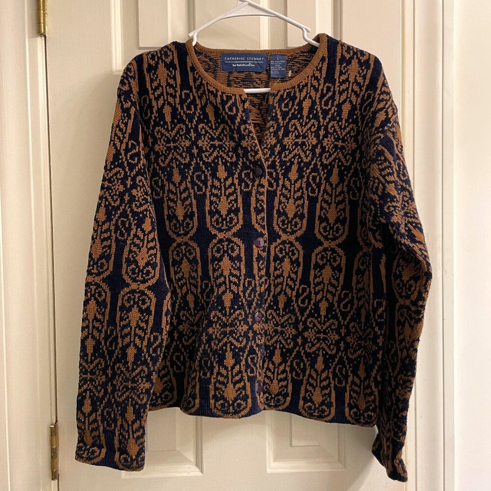 Vintage Catherine Stewart BellePointe Elegant Novelty Sweater Cardigan